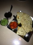 pappadum and 3 sauces, tamarind etc