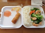 shrimp roll and shrimp with mixed veggies happy dragon